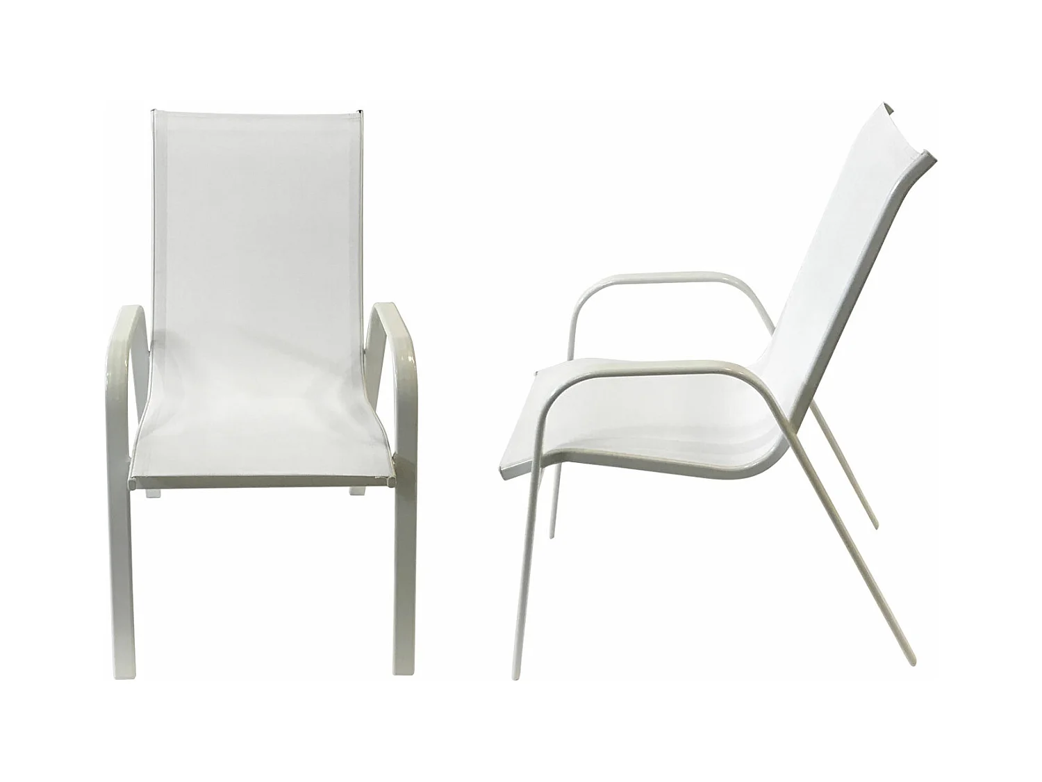 Lot de 6 chaises MARBELLA en textilène blanc - aluminium blanc - HAPPY GARDEN