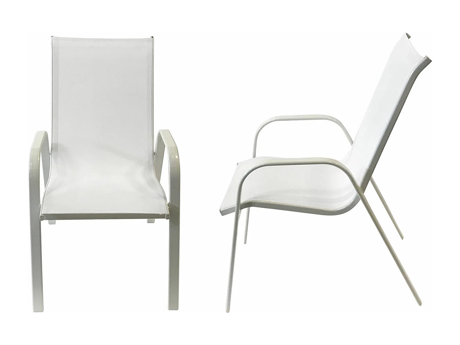 Lot de 6 chaises MARBELLA en textilène blanc - aluminium blanc - HAPPY GARDEN