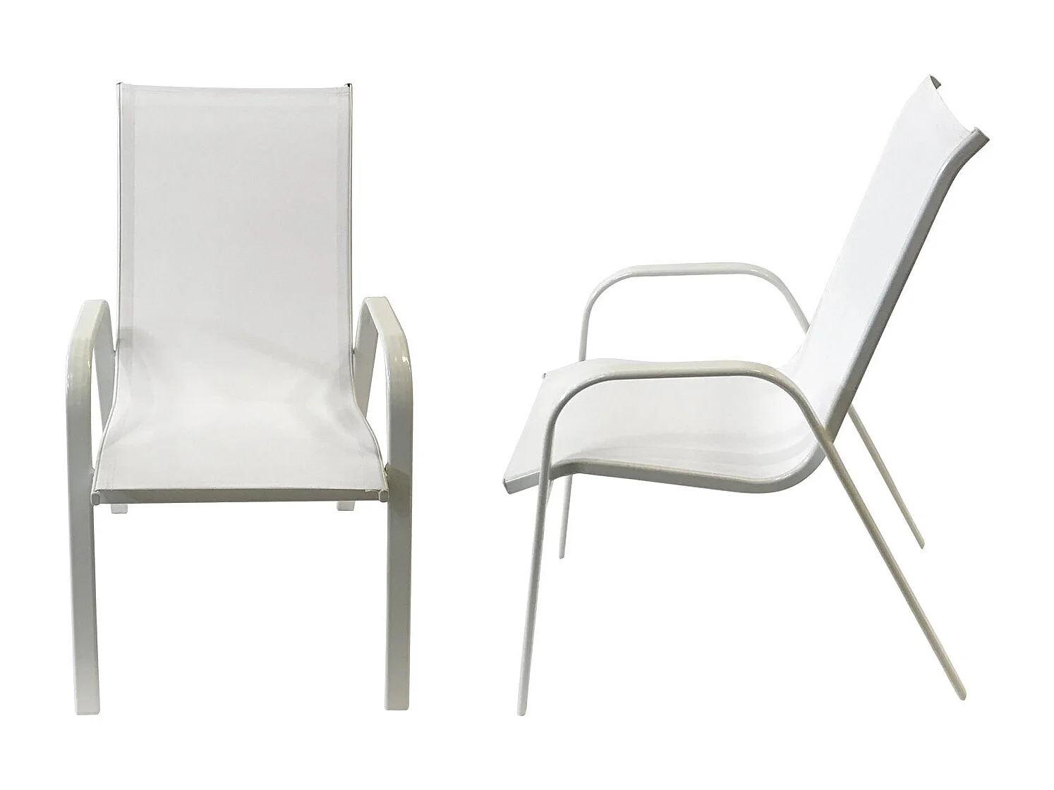 Lote de 6 sillas MARBELLA en textileno blanco aluminio blanco