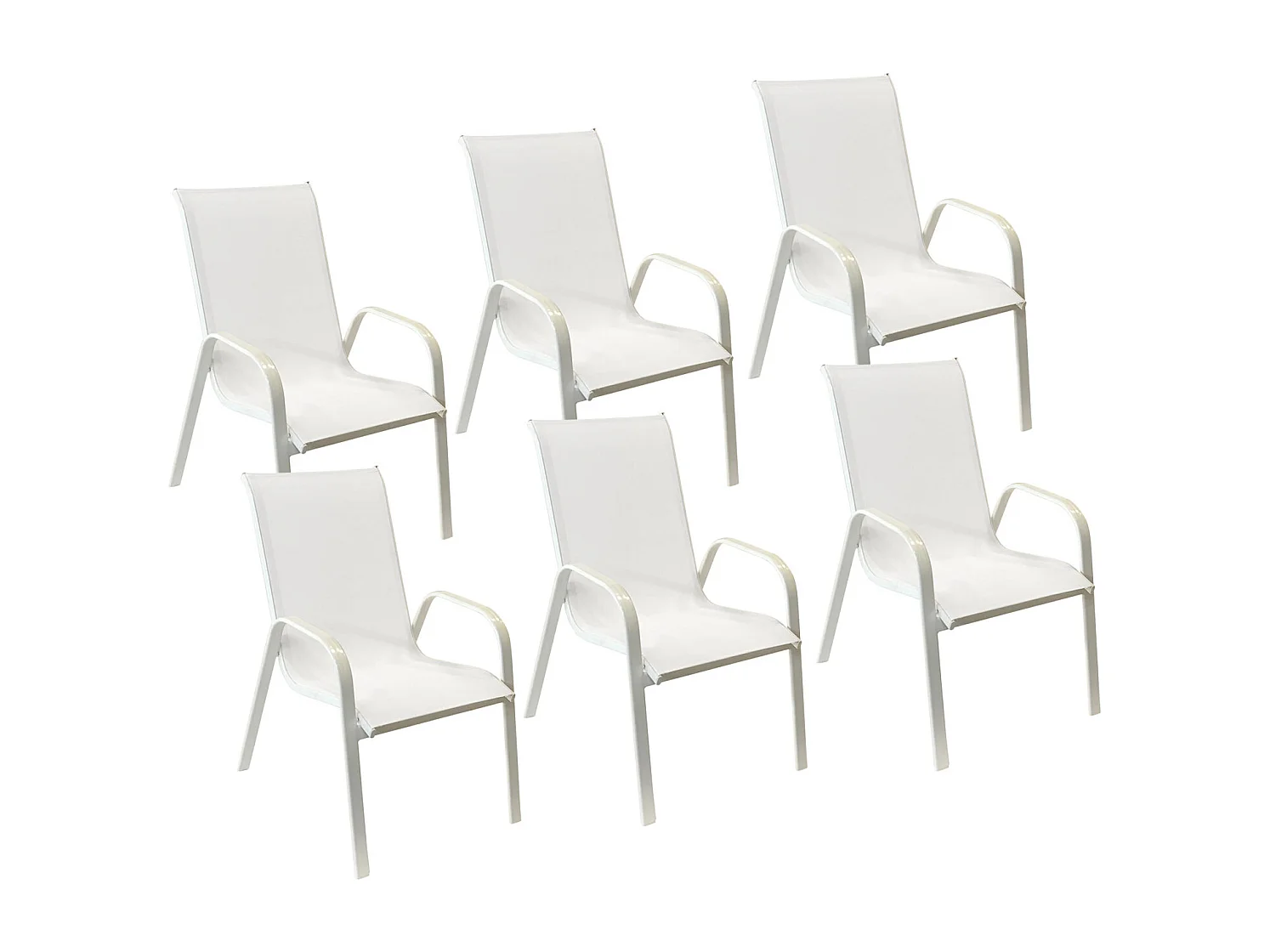 Set van 6 MARBELLA stoelen in wit textilene - wit aluminium