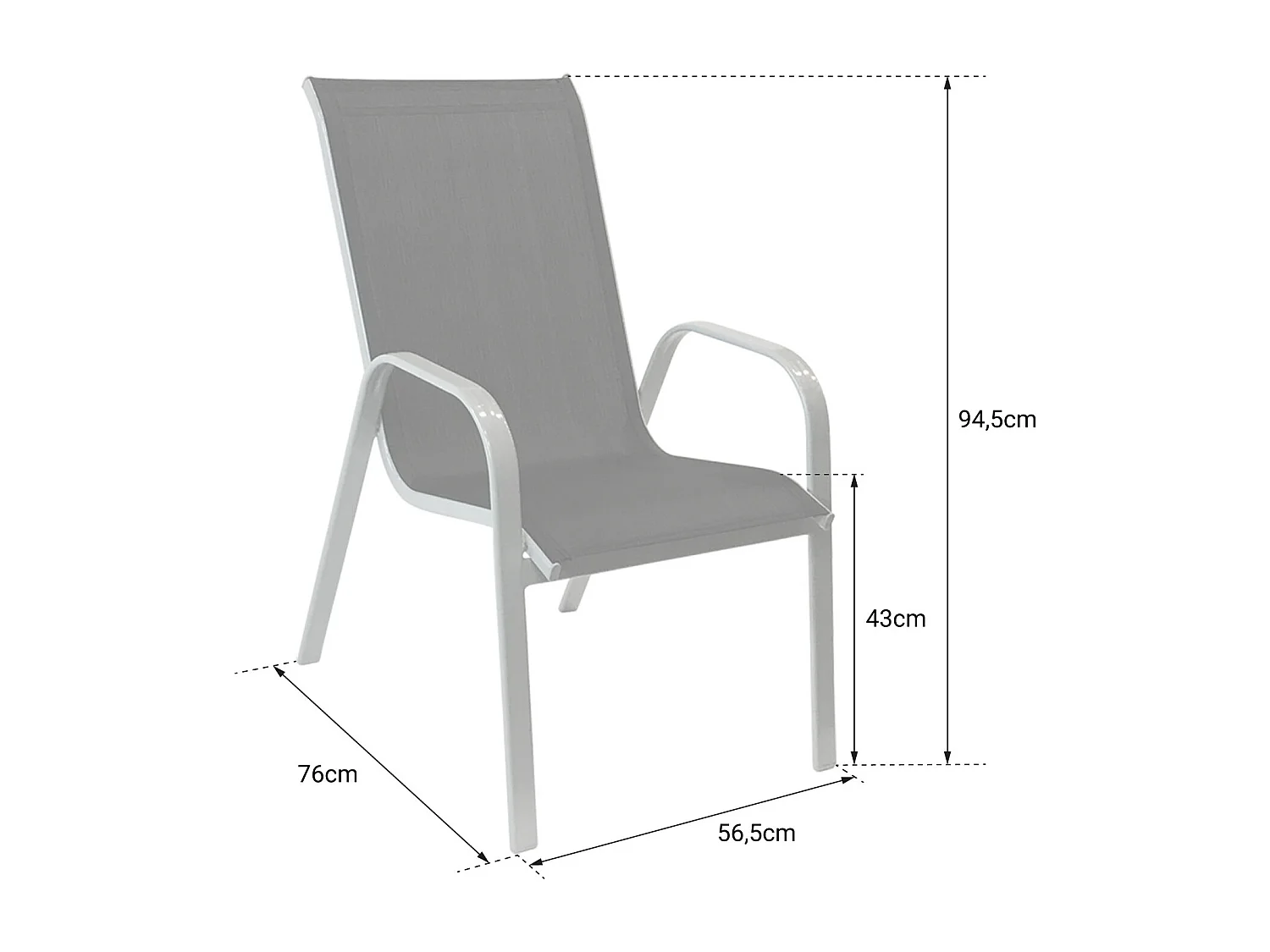 Set van 6 MARBELLA stoelen in wit textilene - wit aluminium