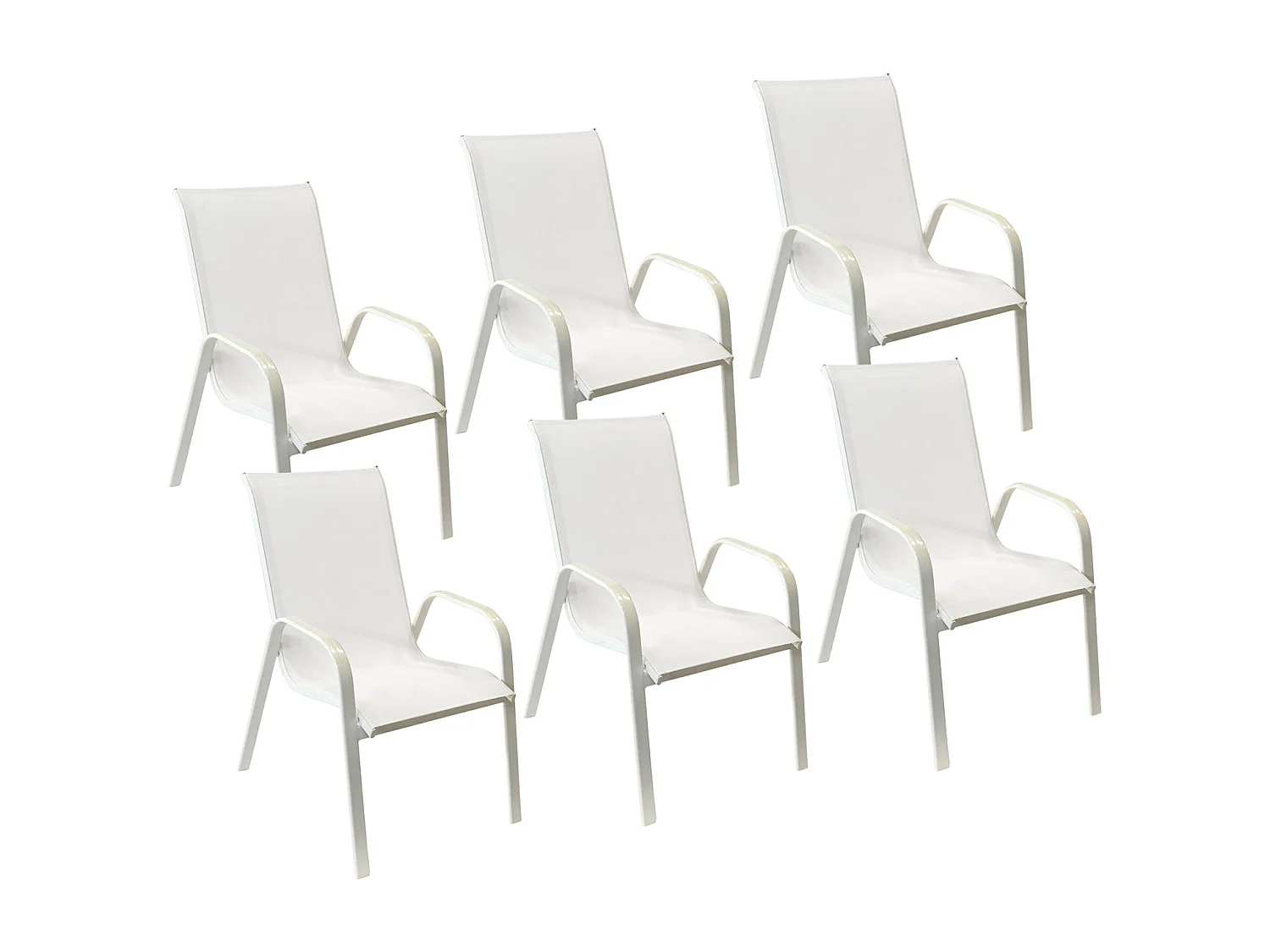 Lot de 6 chaises MARBELLA en textilène blanc - aluminium blanc - HAPPY GARDEN