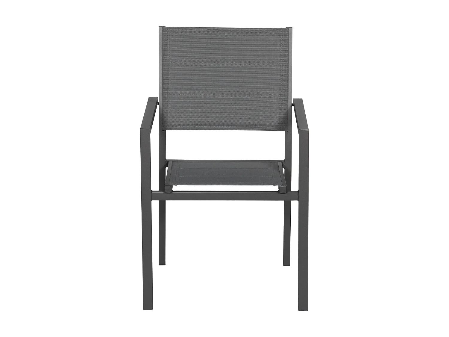 Lot de 10 chaises rembourrées en aluminium anthracite - textilène gris - HAPPY GARDEN