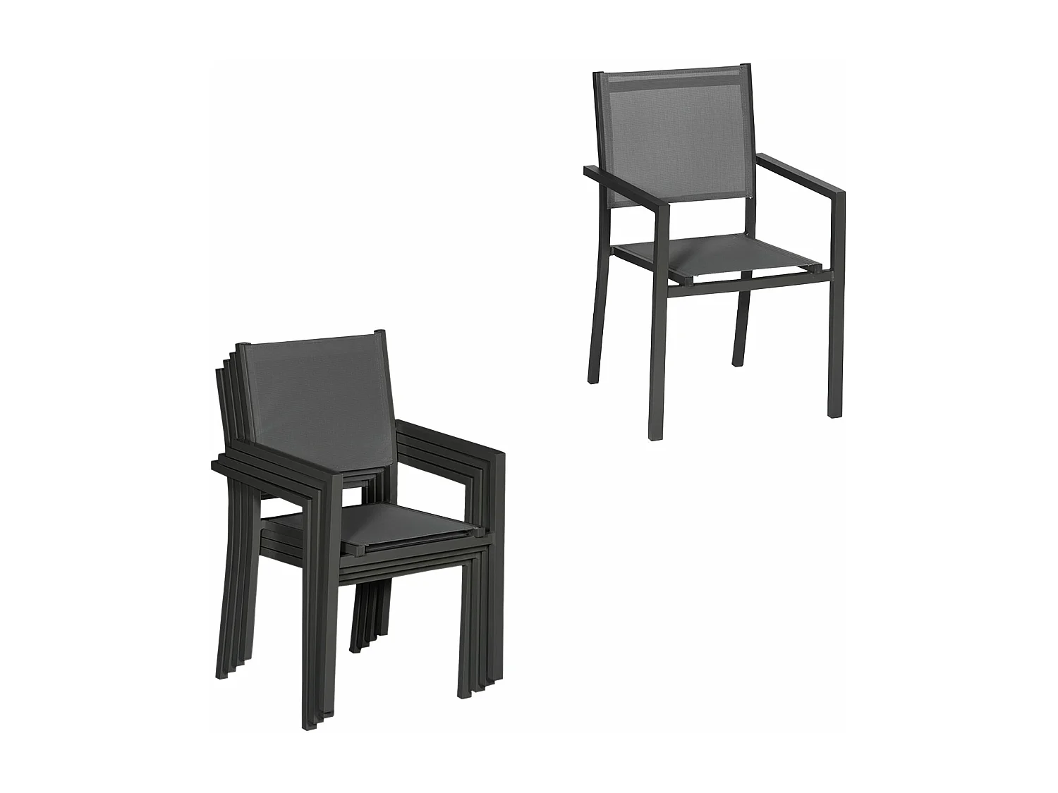 Salon de jardin extensible 10 places de 140/200cm en textilène gris - aluminium anthracite VENEZIA - HAPPY GARDEN