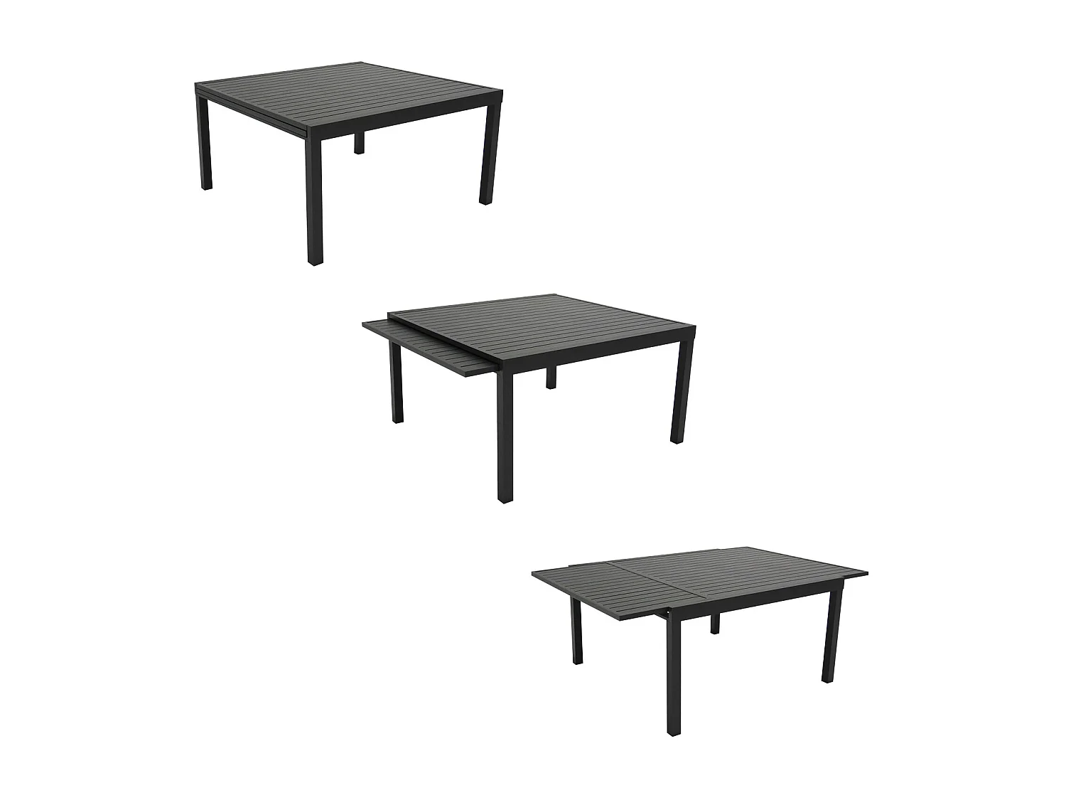 VENEZIA Uitschuifbare tuinset grijs textilene 140/200 - aluminium antraciet