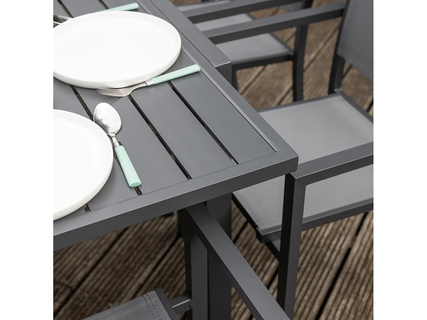 VENEZIA Uitschuifbare tuinset grijs textilene 140/200 - aluminium antraciet