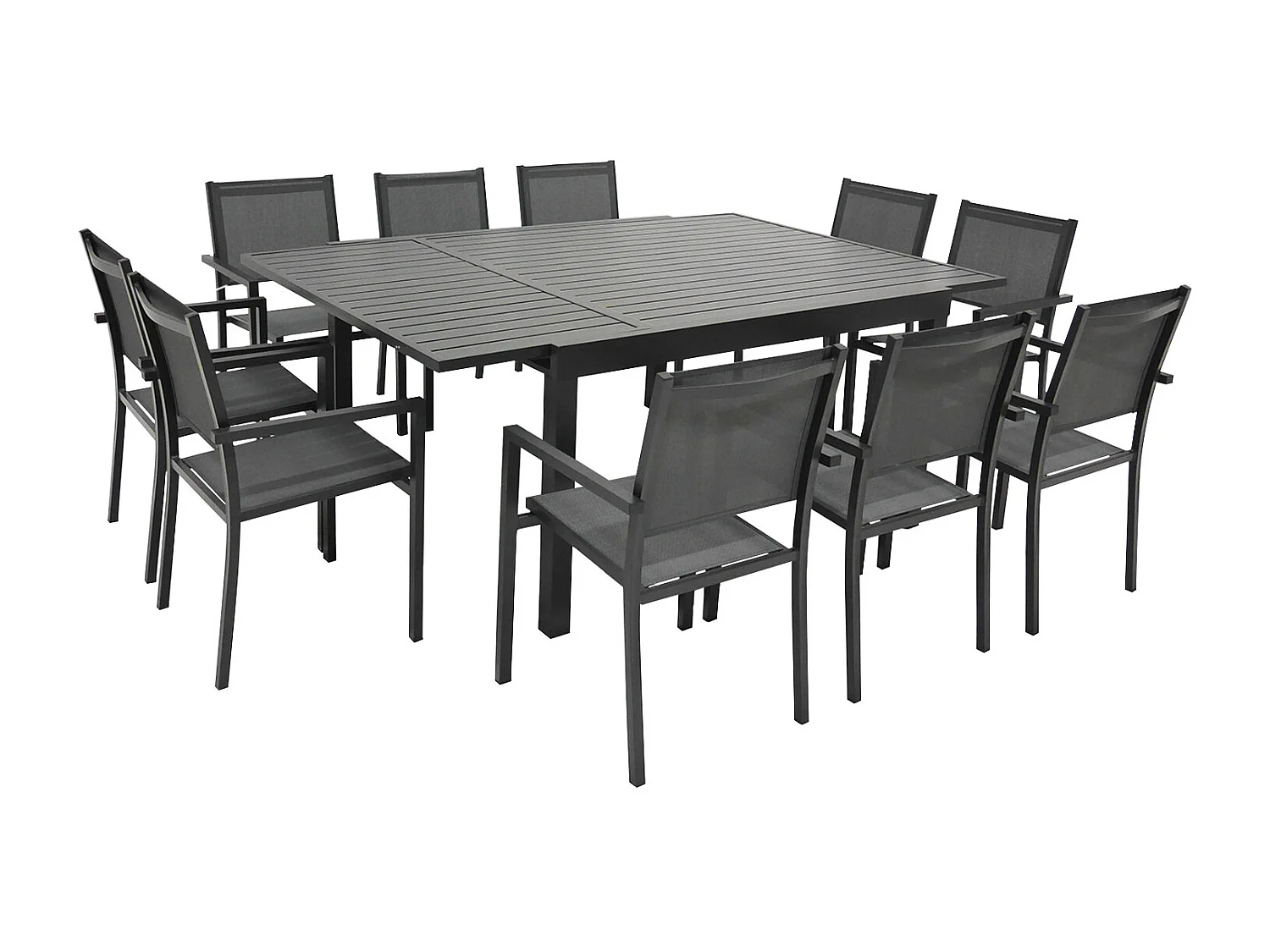 VENEZIA Uitschuifbare tuinset grijs textilene 140/200 - aluminium antraciet