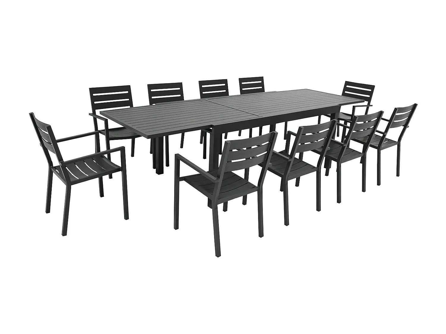 Salon de jardin extensible 10 places de 180/300cm aluminium anthracite VENEZIA - HAPPY GARDEN