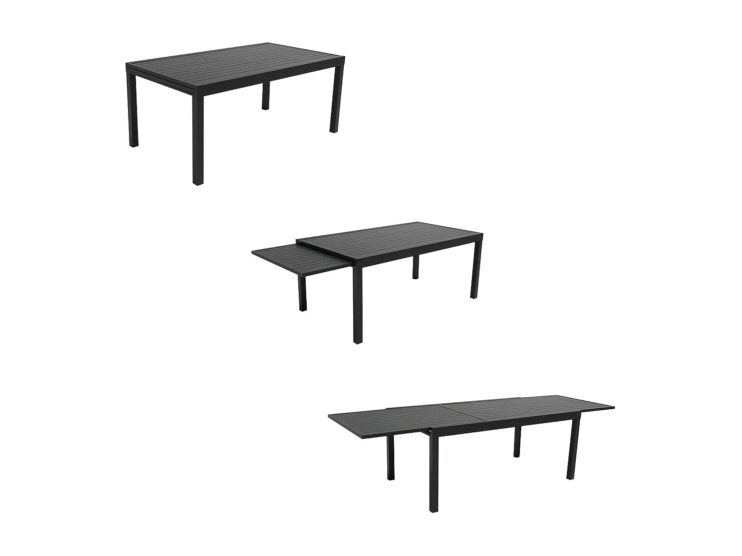 Salon de jardin extensible 10 places de 180/300cm aluminium anthracite VENEZIA - HAPPY GARDEN