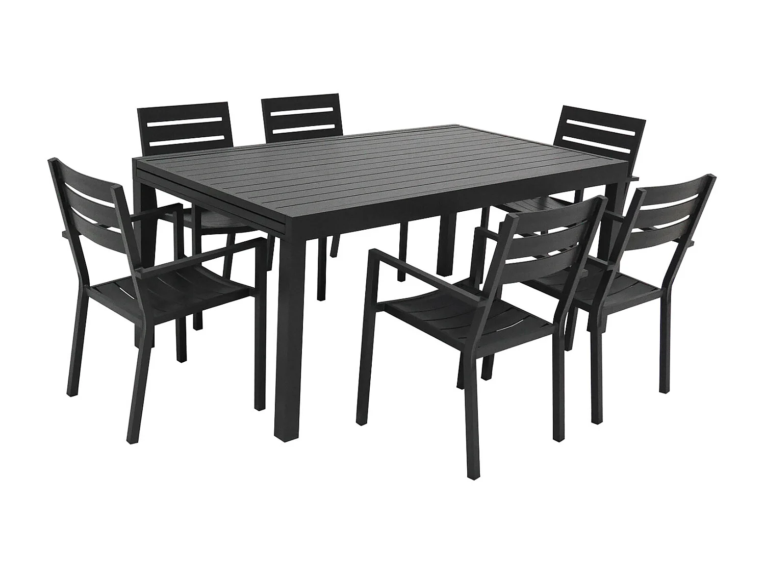 Salon de jardin extensible 10 places de 180/300cm aluminium anthracite VENEZIA - HAPPY GARDEN