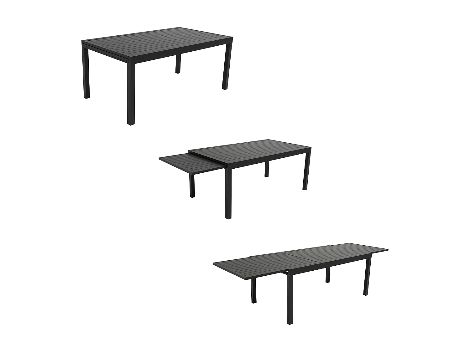 VENEZIA Conjunto de móveis de jardim extensíveis 180/300 em textileno cinzento 10 lugares - antracite de alumínio