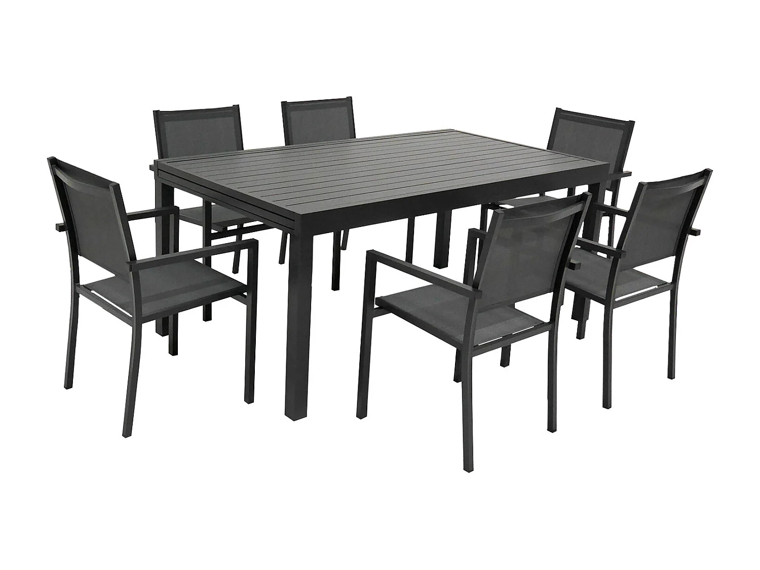 VENEZIA Conjunto de móveis de jardim extensíveis 180/300 em textileno cinzento 10 lugares - antracite de alumínio
