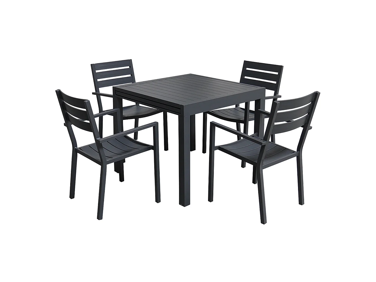 Gartenmöbel VENEZIA ausziehbar 90/180 aus anthrazitfarbenem Aluminium - 8 Sitzplätze