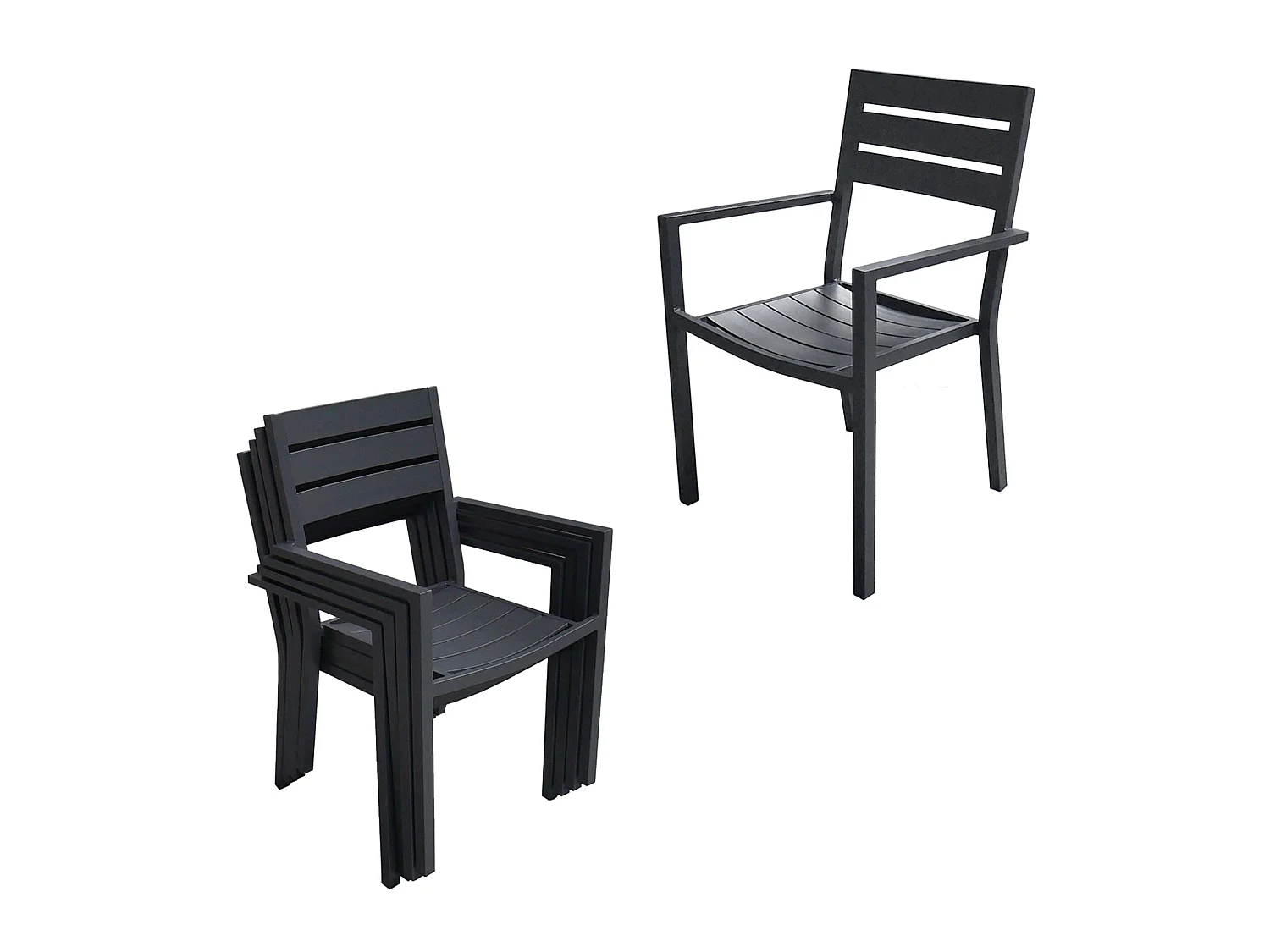 Salon de jardin VENEZIA extensible 132/264 en aluminium anthracite - 10 places - HAPPY GARDEN