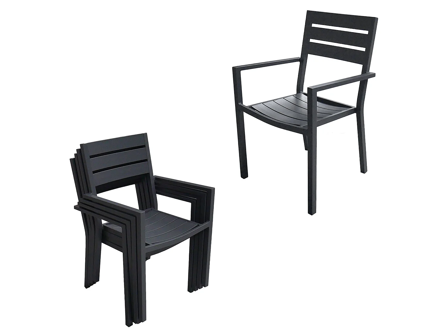 Salon de jardin VENEZIA extensible 132/264 en aluminium anthracite - 10 places - HAPPY GARDEN