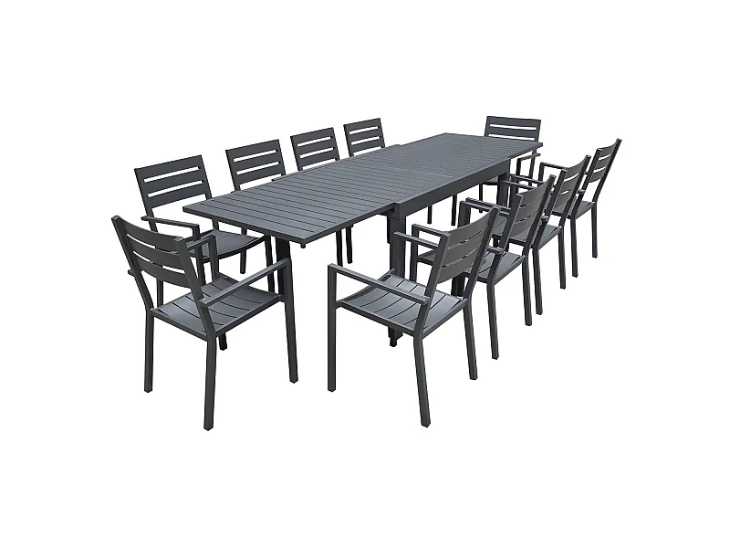 VENEZIA uitschuifbare tuinset 132/264 in antraciet aluminium - 10 zitplaatsen