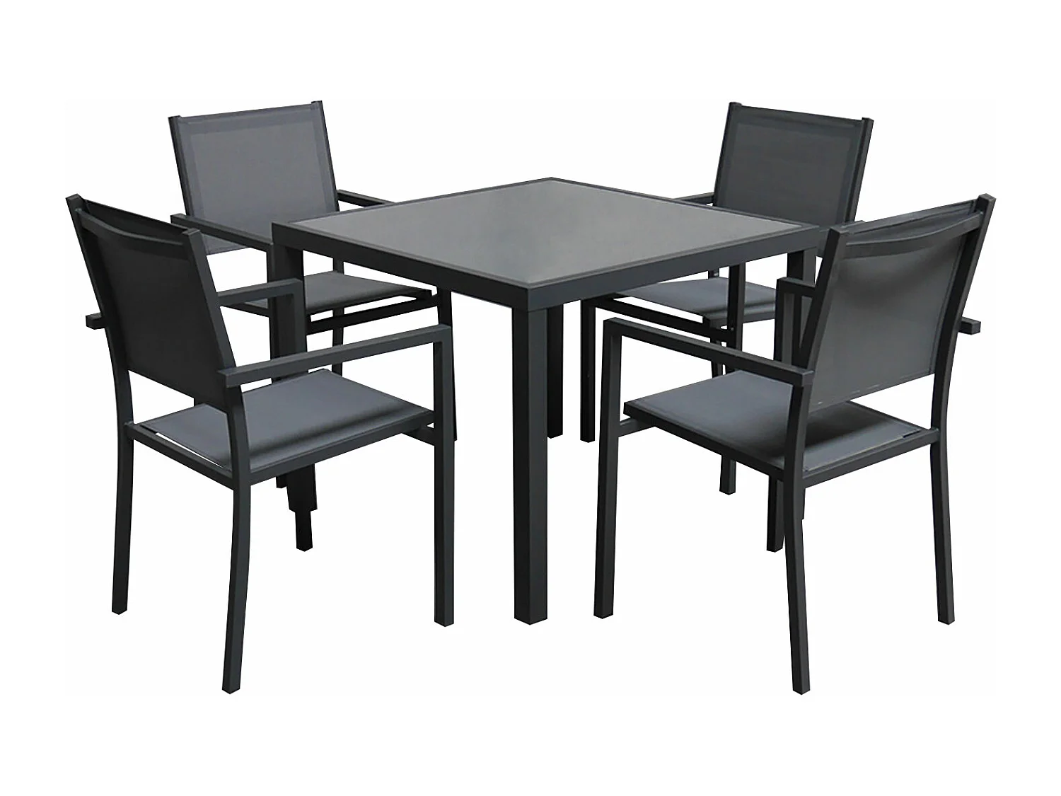 BERGAMO grijs textilene tuinset 4 zitplaatsen - aluminium antraciet