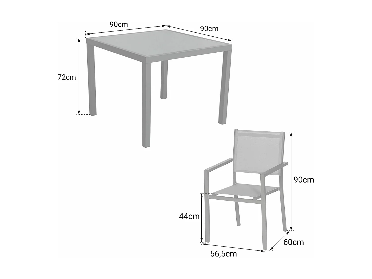 BERGAMO grijs textilene tuinset 4 zitplaatsen - aluminium antraciet