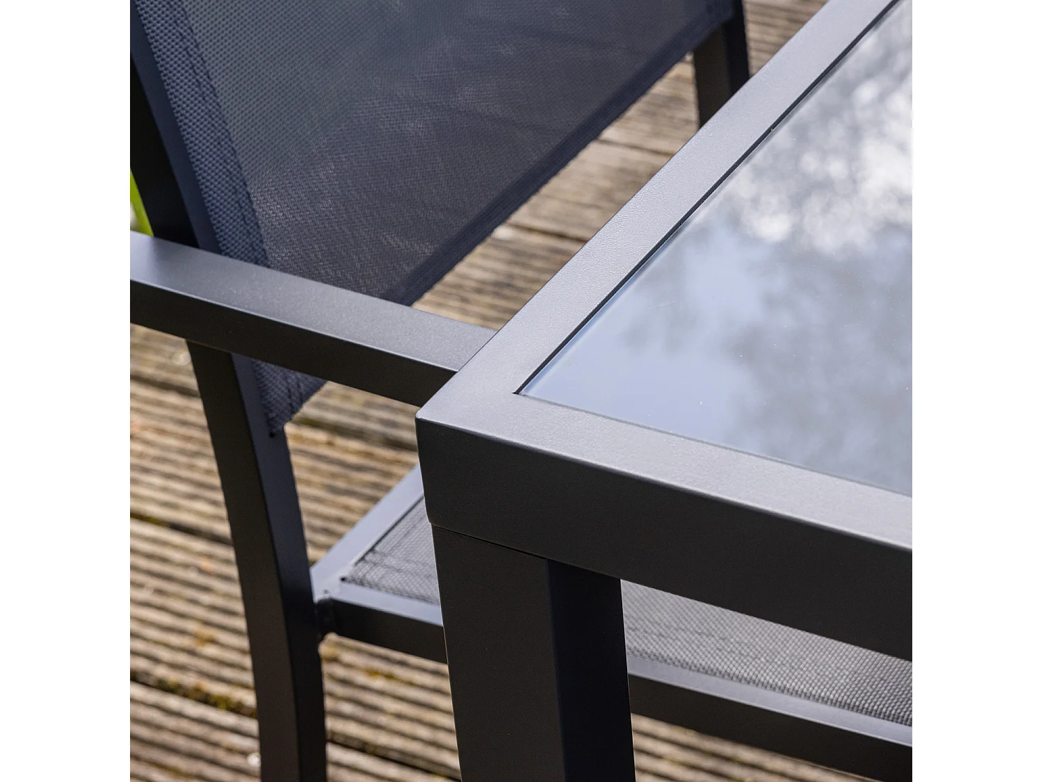 BERGAMO grijs textilene tuinset 4 zitplaatsen - aluminium antraciet