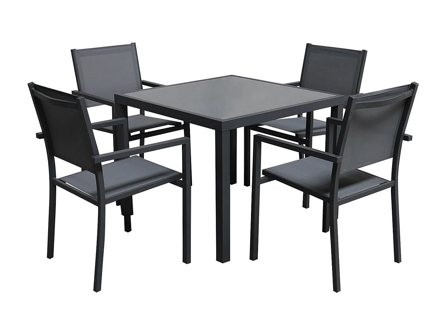 BERGAMO grijs textilene tuinset 4 zitplaatsen - aluminium antraciet