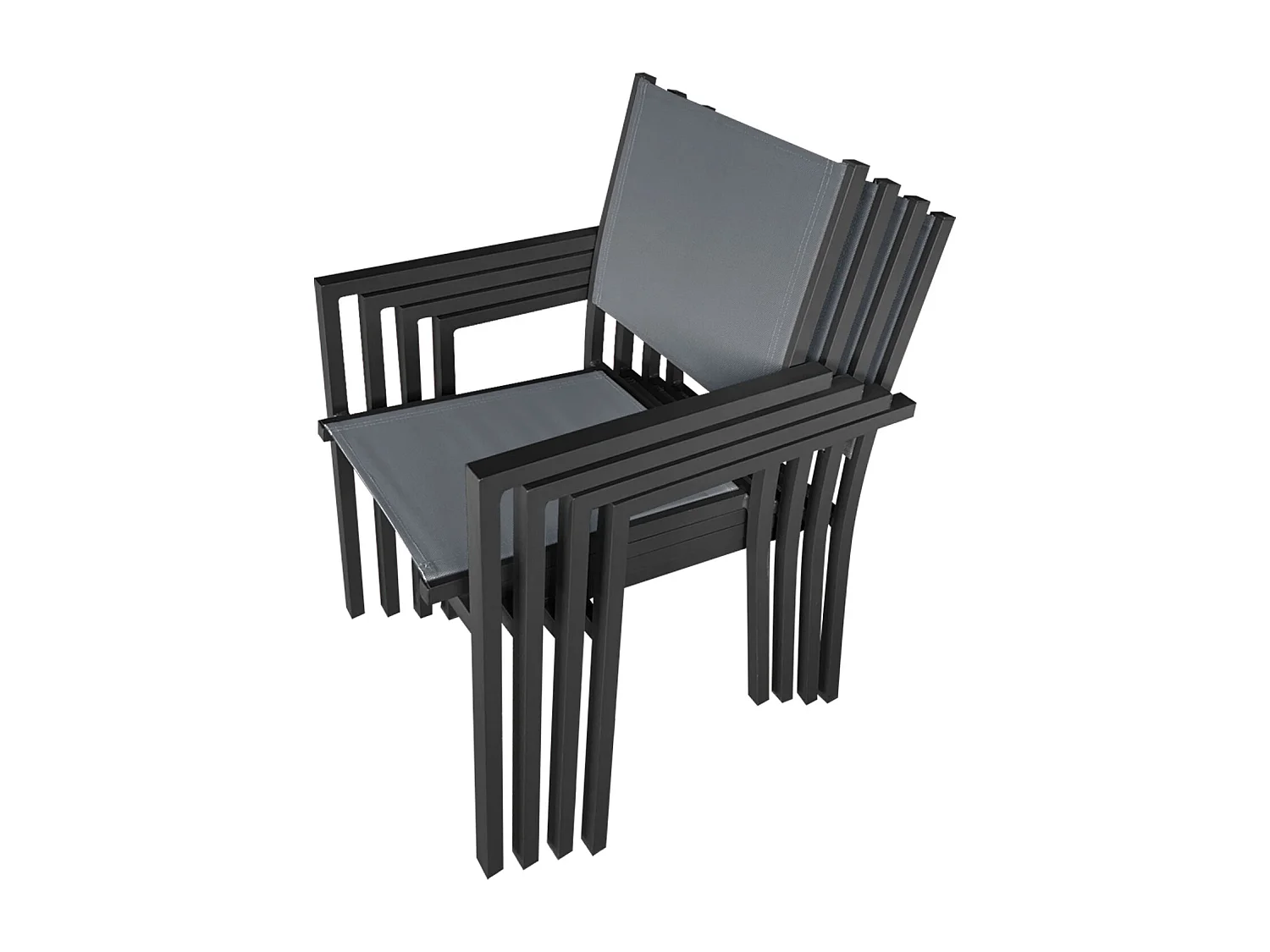 BERGAMO grijs textilene tuinset 4 zitplaatsen - aluminium antraciet