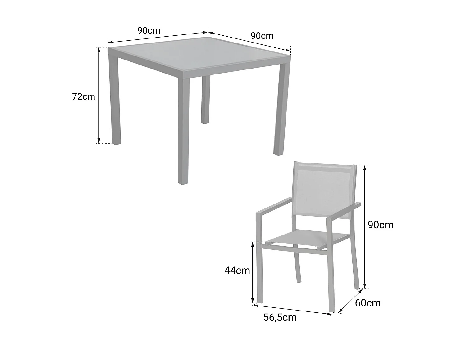 BERGAMO grijs textilene tuinset 4 zitplaatsen - aluminium antraciet