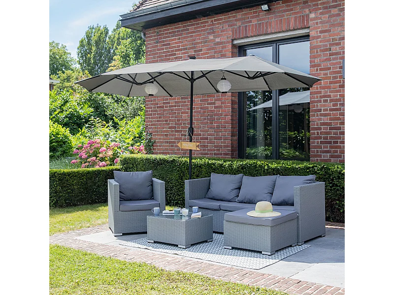 Parasol double à LED 2,7x4,6m LINAI gris