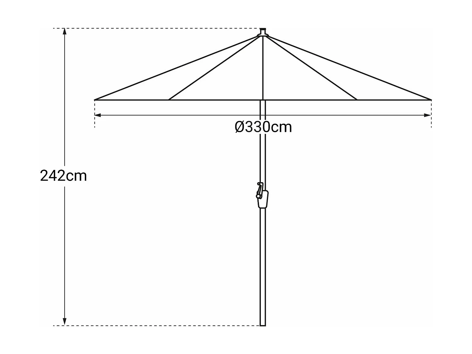 Parasol droit HAPUNA rond 3,30m de diamètre beige - HAPPY GARDEN