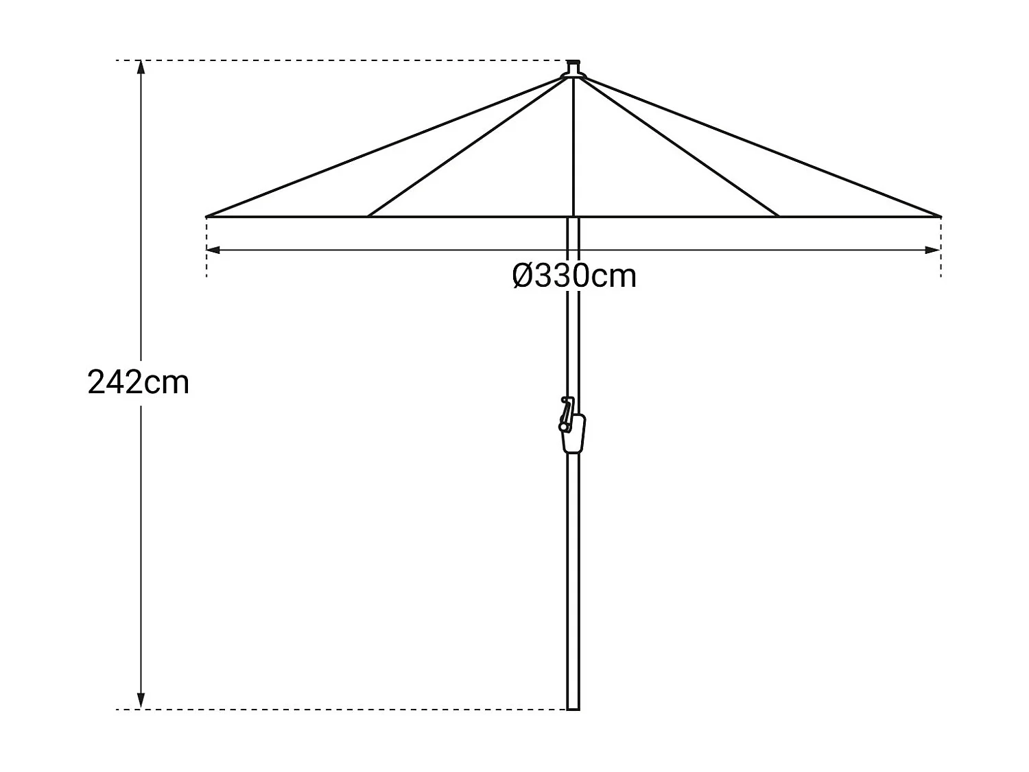 Parasol droit HAPUNA rond 3,30m de diamètre beige - HAPPY GARDEN