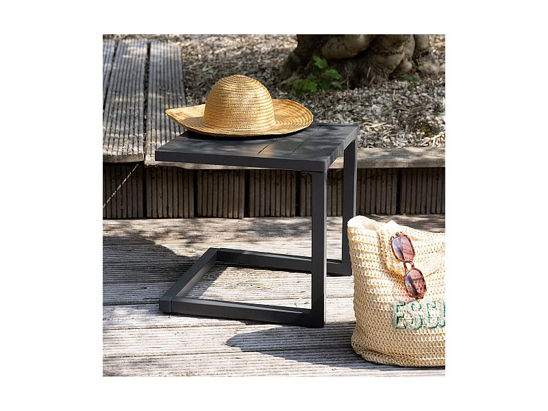 Beistelltisch BARBADOS aus anthrazitgrauem Aluminium