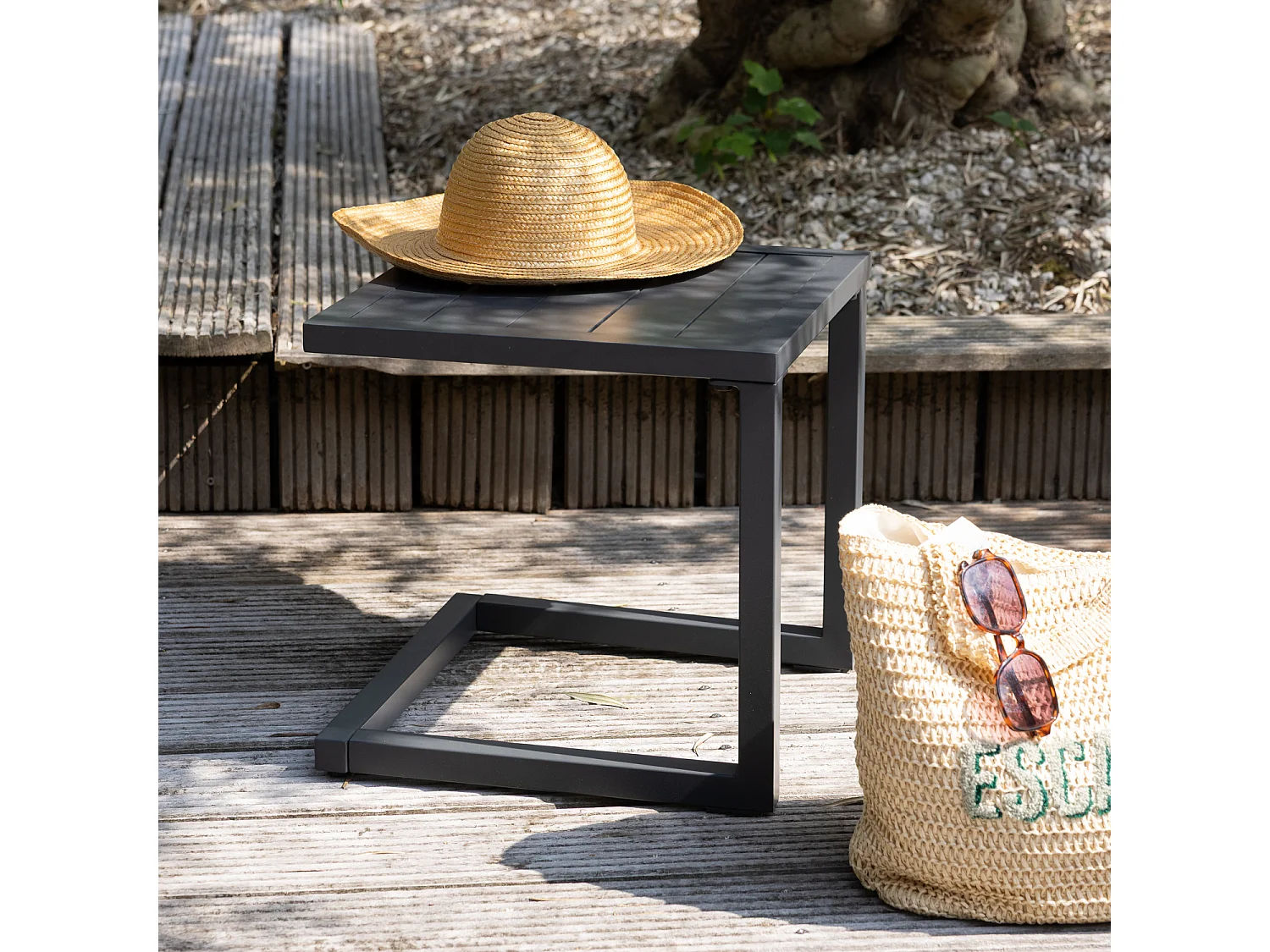 Mesa auxiliar BARBADOS aluminio gris antracita