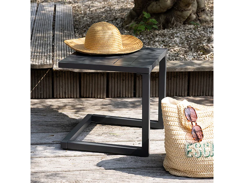 Tavolino BARBADOS in alluminio grigio antracite