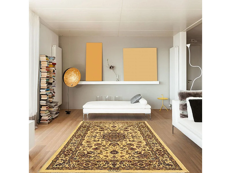 tapis salon 120x170 tissé beige rectangle motif oriental AKLIM A