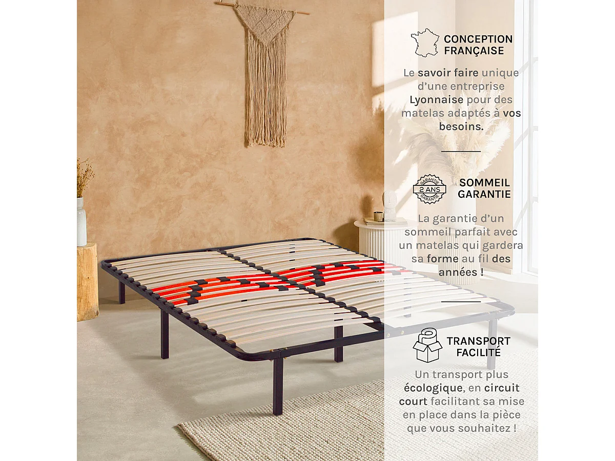 Kit cadre à lattes - 140 x 200 cm - Morphologique Zones de Confort