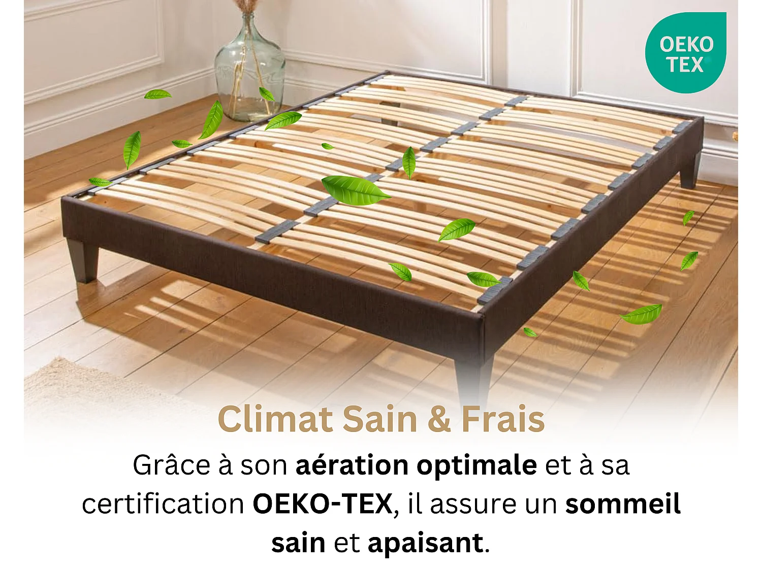 Sommier en Kit Tissu Gris - 160 x 200 cm