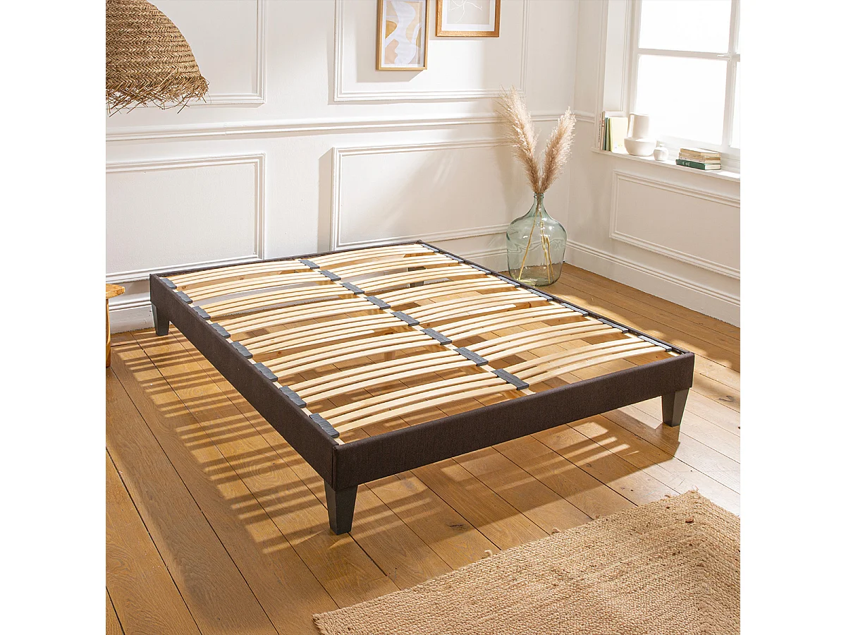 Sommier en kit en kit tissu gris anthracite - 160x200 cm