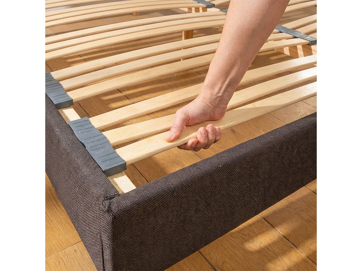 Sommier en kit en kit tissu gris anthracite - 160x200 cm