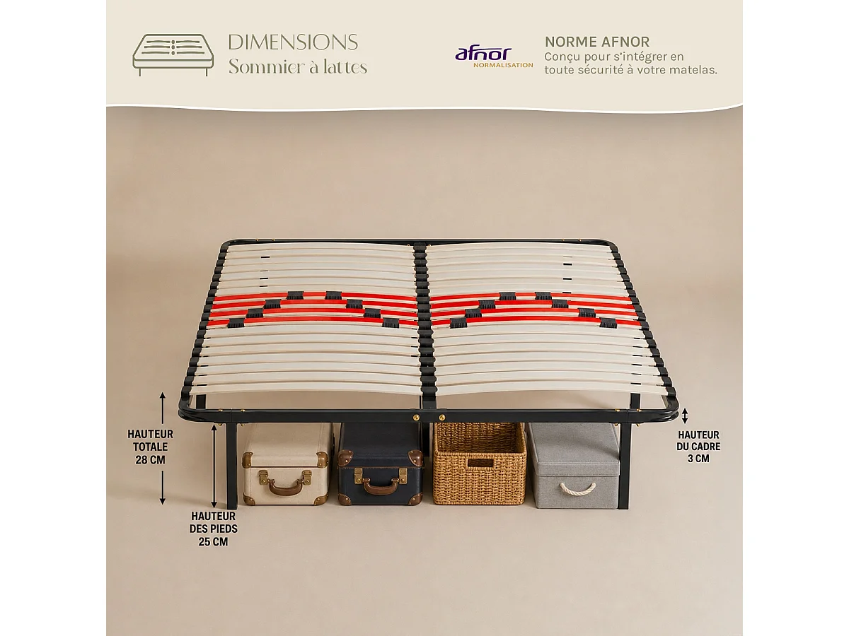 Kit cadre à lattes Morphologique Zones de Confort - 140 x 190 cm