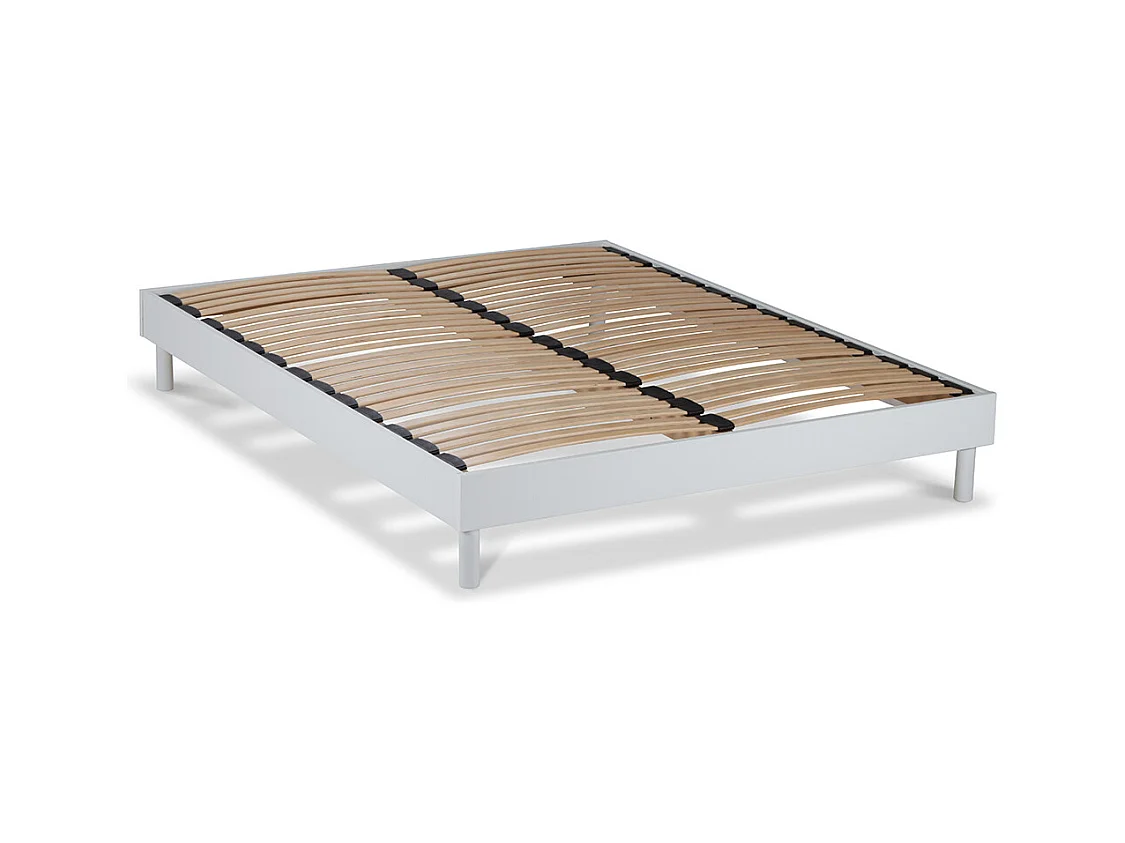 Sommier à lattes en KIT- Bois - Couleur blanche - 140 x 190 cm