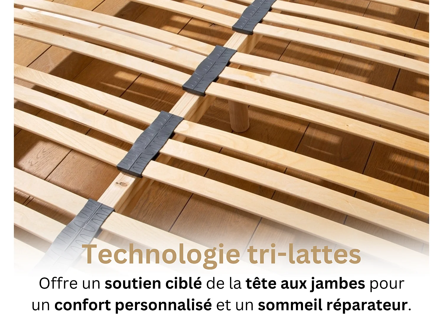 Sommier en Kit Tissu Gris - 90 x 200 cm