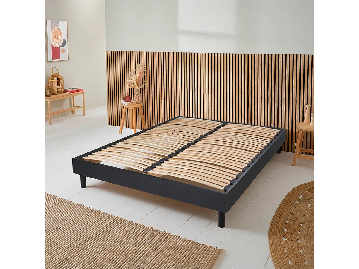 Sommier à lattes en KIT- Bois - Couleur noire 90x200 CM