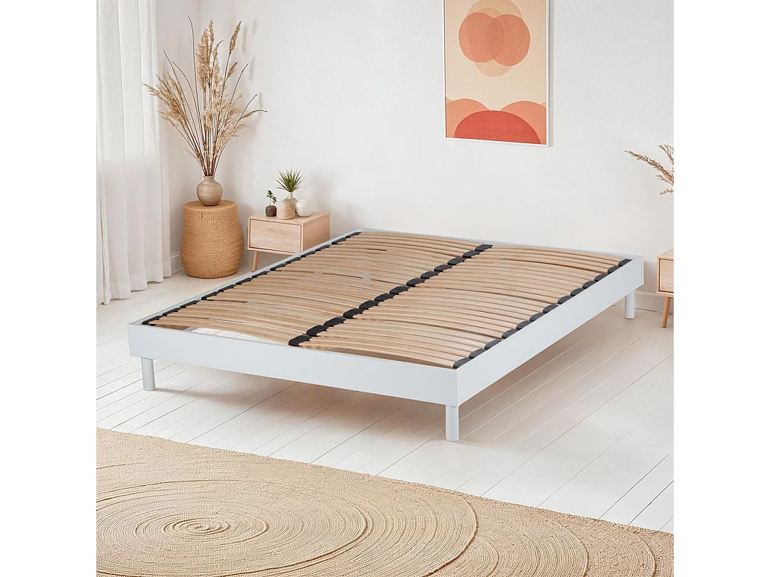 Sommier à lattes en KIT- Bois - Couleur blanche 140x200 CM
