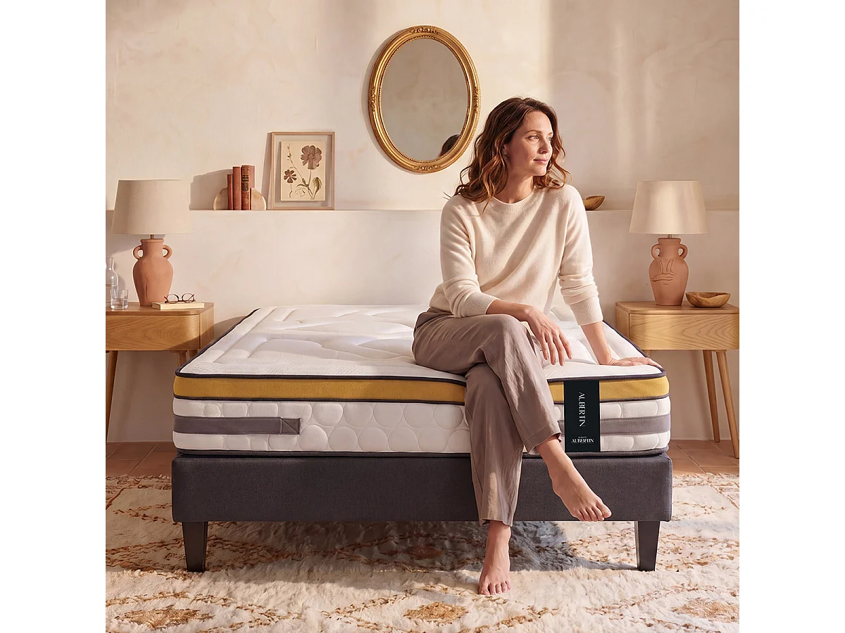 Matelas Aubertin 180x200 cm - Ressorts + mémoire - Ép. 24 cm