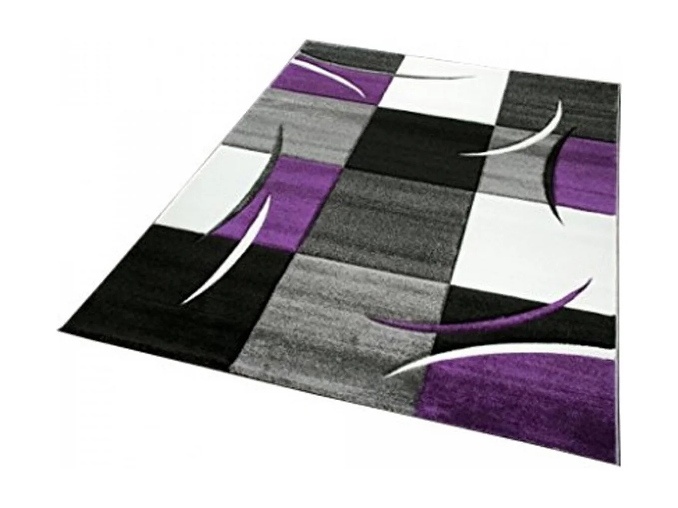 tapis salon 160x230 tissé violet rectangle motif damier LYN8 COMMA