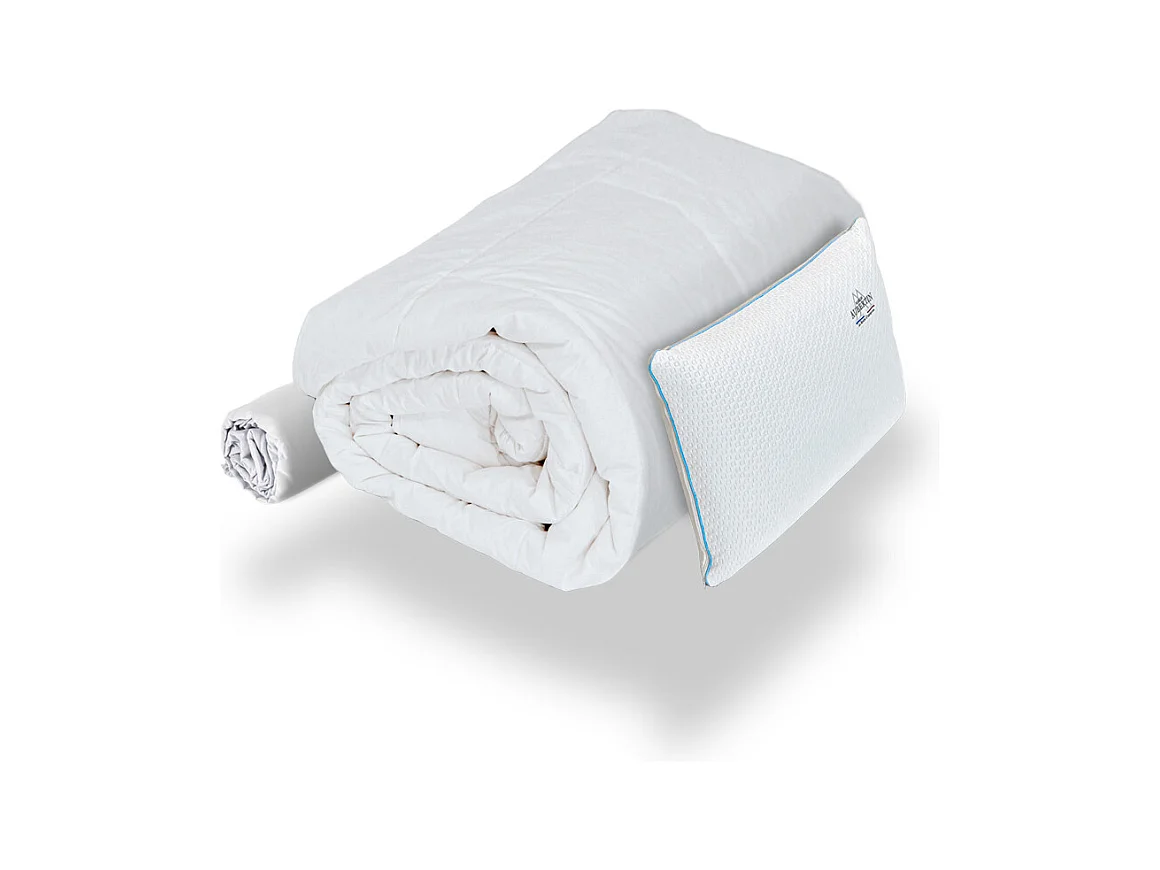 Ensemble 1 x Oreiller accueil mémoire de forme et couette et protège-matelas - 90x190cm