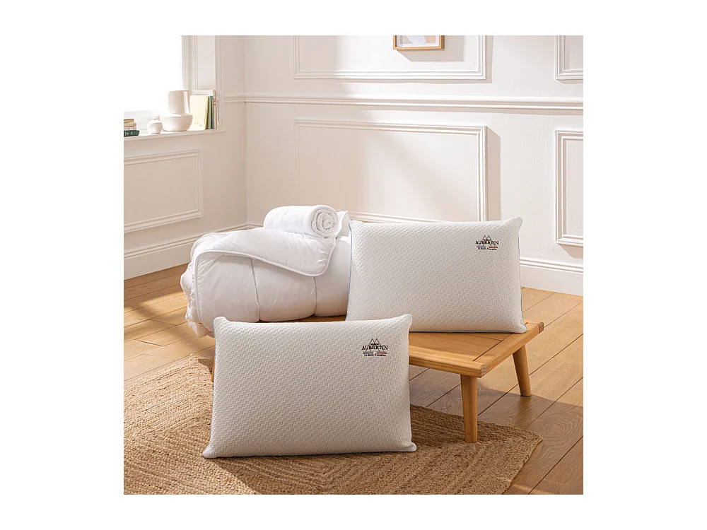 Ensemble 1 x Oreiller accueil mémoire de forme et couette et protège-matelas - 90x190cm