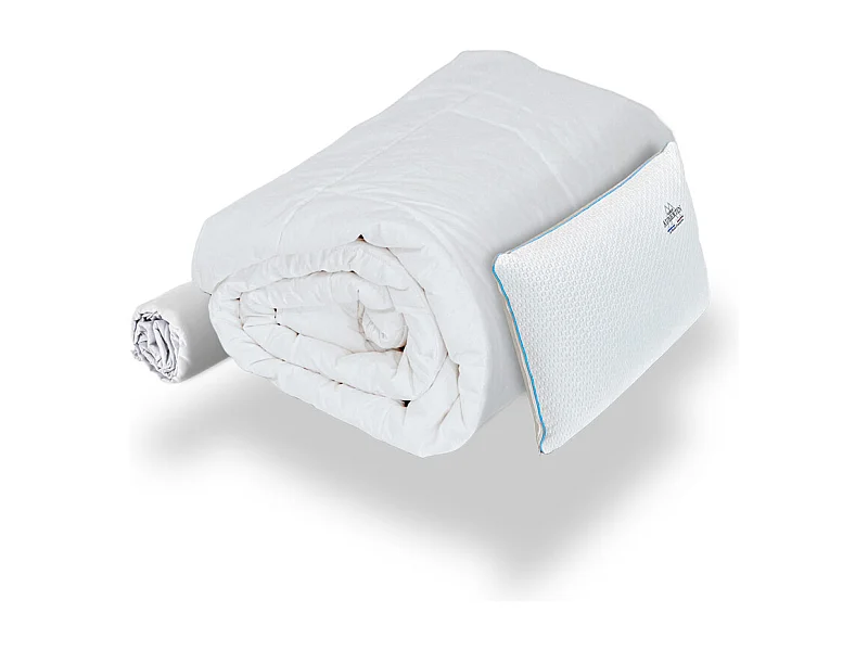 Ensemble 1 x Oreiller accueil mémoire de forme et couette et protège-matelas - 90x190cm