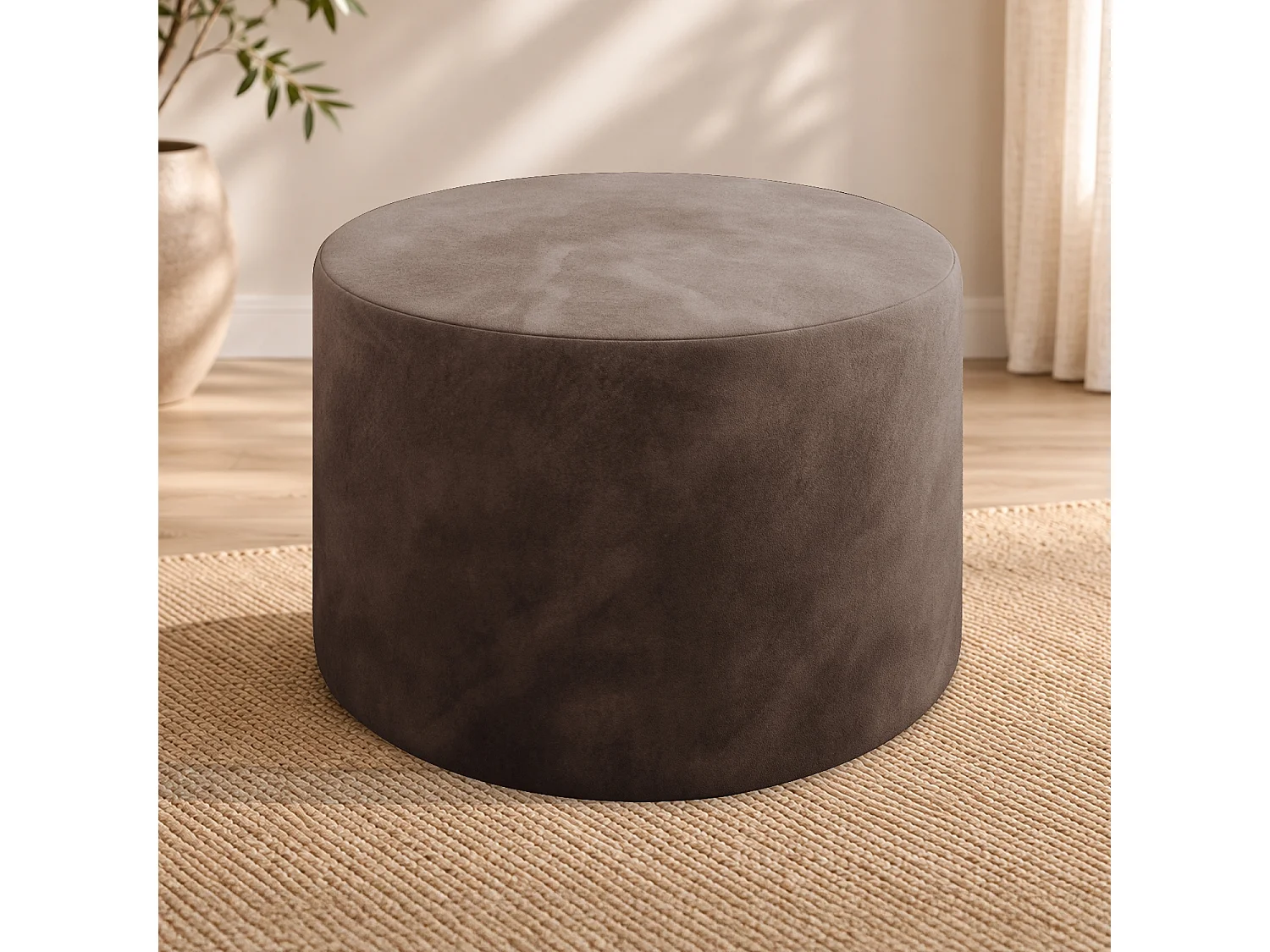 Pouf Rond XL Marki Velours Taupe