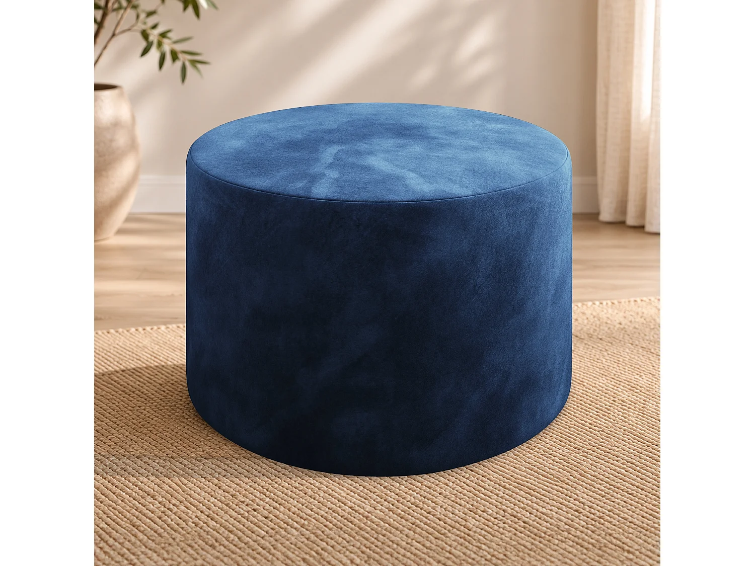 Pouf Rond XL Marki Velours Bleu Foncé