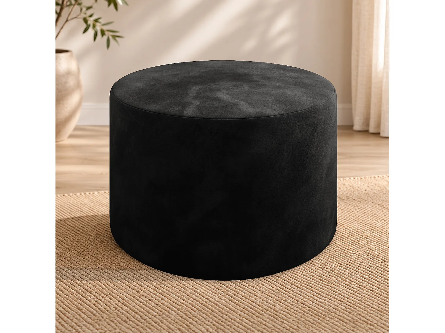 Pouf Rond XL Marki Velours Noir